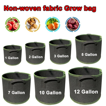 Vegetable/Flower Grow Bags – 1-5 Pcs, 1-12 Gallons Non-Woven Aeration Fabric Pots with Handles