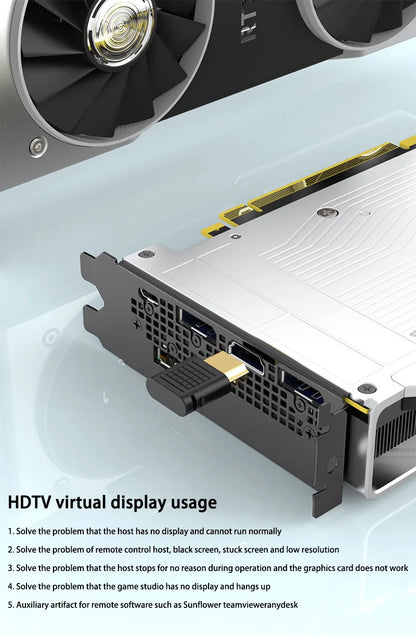 4K HDMI Virtual Display Adapter — High-Resolution Wireless Streaming Emulator & Dummy Plug
