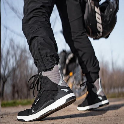 Motorcycle Riding Shoes - Breathable High-Cut, Anti-Fall, Anti-Slip Knight Boots, Parkour Shoes, All-Season Casual Motorcycle Boots