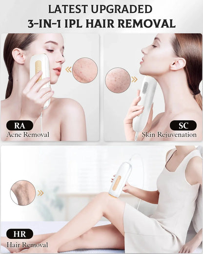Updated IPL Laser Hair Removal Device – 9-Level Permanent Painless Hair Remover with Bikini Trimmer & Skin Rejuvenation for Women