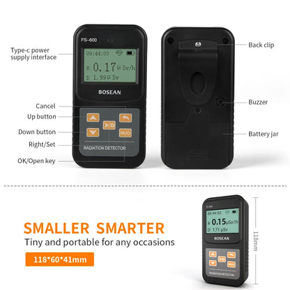 Geiger Counter Radiation Detector - Handheld X-Ray, Gamma & Beta Ray Radioactive Tester with LCD Display and Alarm