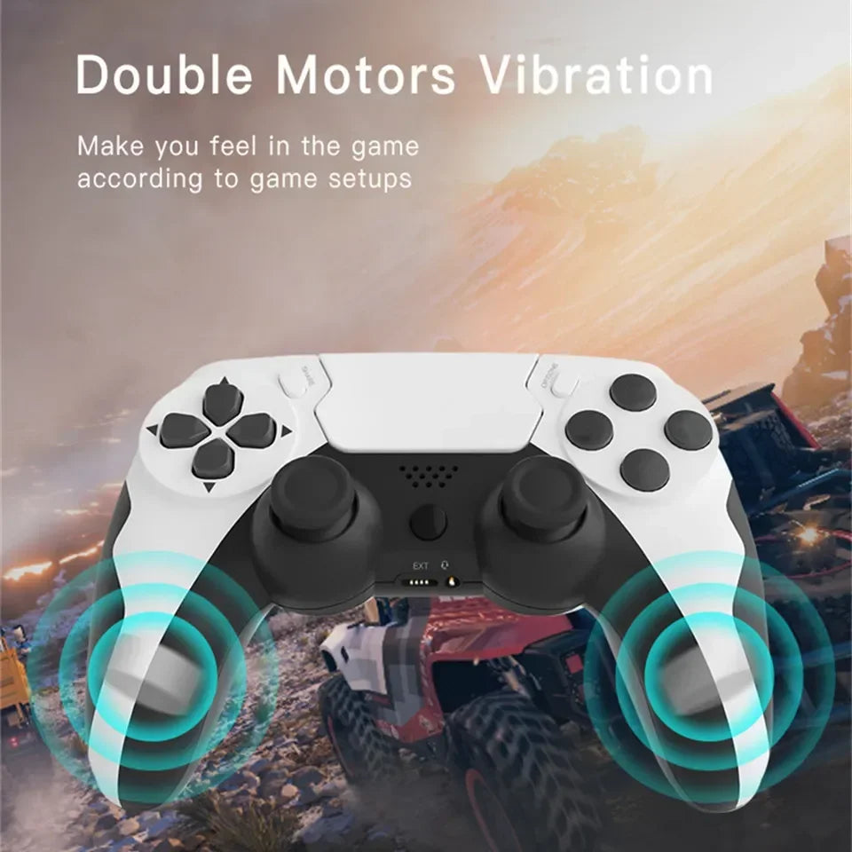 GAMINJA Wireless Bluetooth Controller Gamepad - Double Vibration, 6-Axis Joypad, Touchpad, Microphone and Earphone Port for PS4, PS3, PC