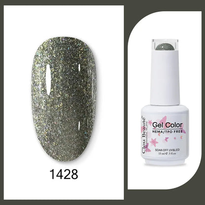 Clou Beaute 15ml Gel Nail Polish Set – Red Black White Green Neon UV Soak-Off Semi-Permanent Nail Varnish Base & Velvet Top Coat
