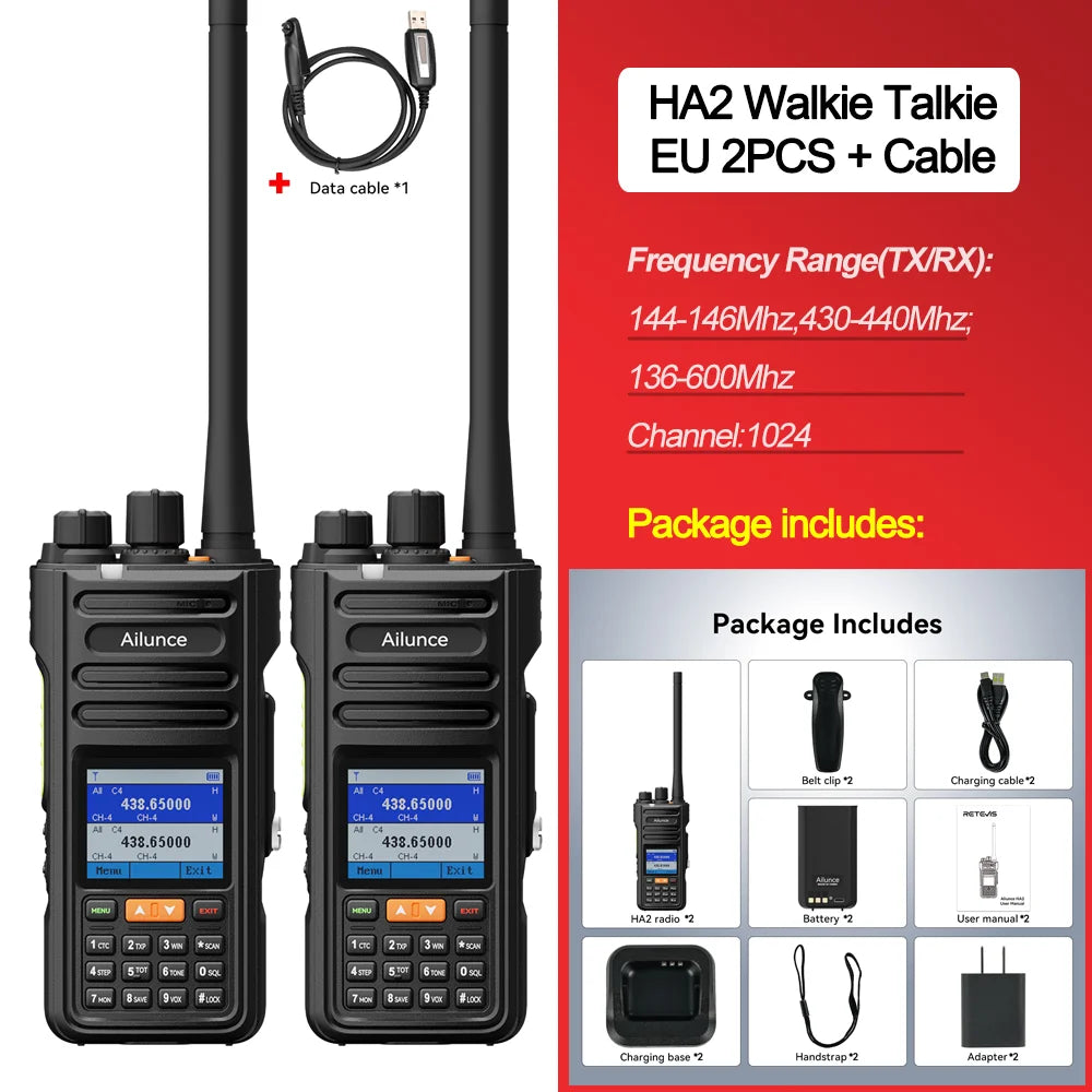 Retevis HA2 Dual Band Walkie Talkie - GPS APRS IP67 Waterproof Bluetooth FPP Radio with iOS & Android App Programming