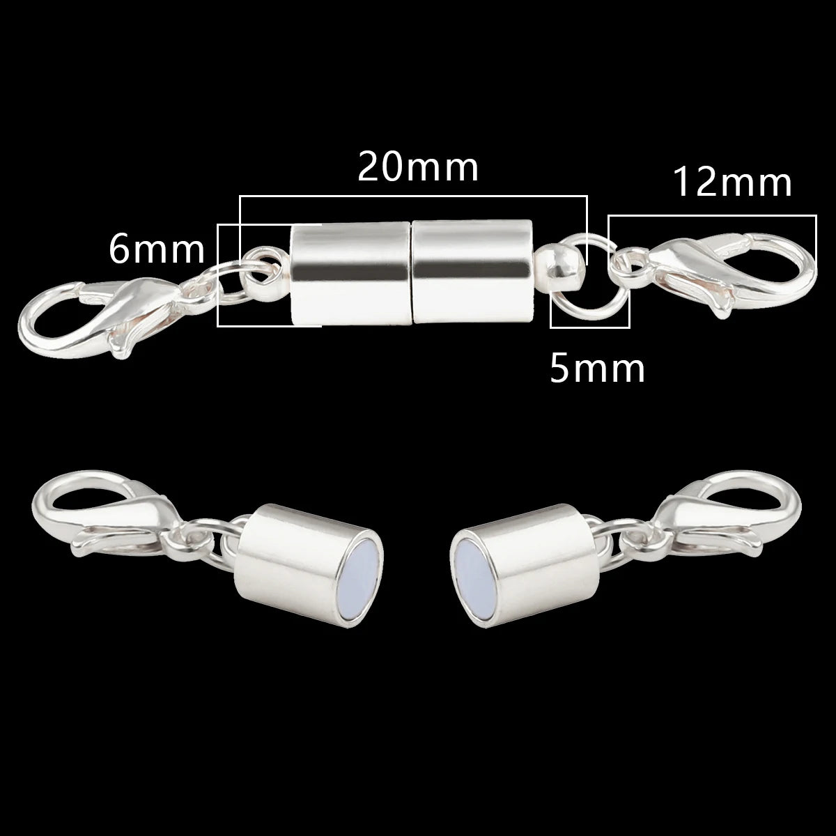 Magnetic Jewelry Clasp - Strong Metal End Connectors with Lobster Clasp for DIY Bracelets & Necklaces