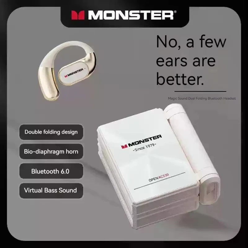 MONSTER AC530 Wireless Earphones - Bluetooth Noise-Canceling Foldable Headphones with Bio-Fiber Dynamic Drivers for Music & Gifts