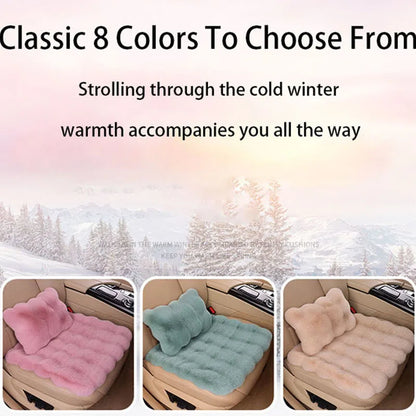 Winter Plush Car Seat Covers – Ultra-Soft Rabbit Fur Cushion Pads for Warmth, Universal Fit Auto Chair Protectors