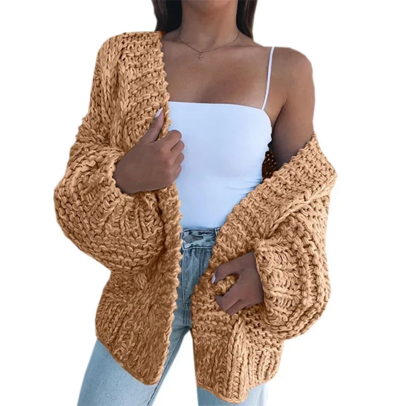 ALLUKASA Women’s Autumn Winter Cardigan – Plush Batwing Long Sleeve Loose Knit Sweater Outerwear Fashion Pullover