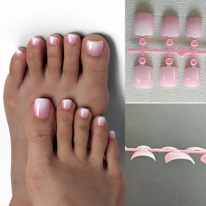 120PCS French Short Square Press-On Toenails – Nude Pink Full Cover False Toe Nails, Fake Nail Extensions for Wome