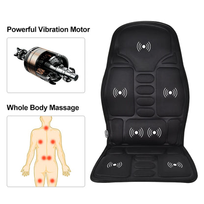 Electric Full-Body Massage Chair Cushion | Infrared Heating Vibrator for Back, Neck & Lumbar – Car, Home, Office
