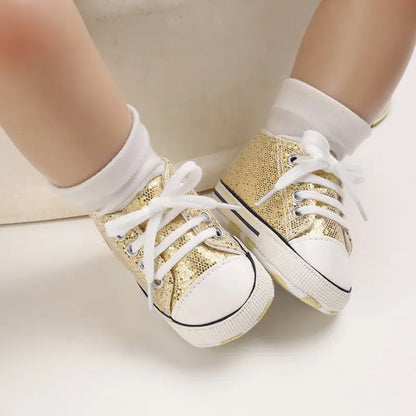 Meckior Baby Flash Canvas Sneakers – Infant First Walkers Soft Sole Anti-Slip Shoes for Boys & Girls