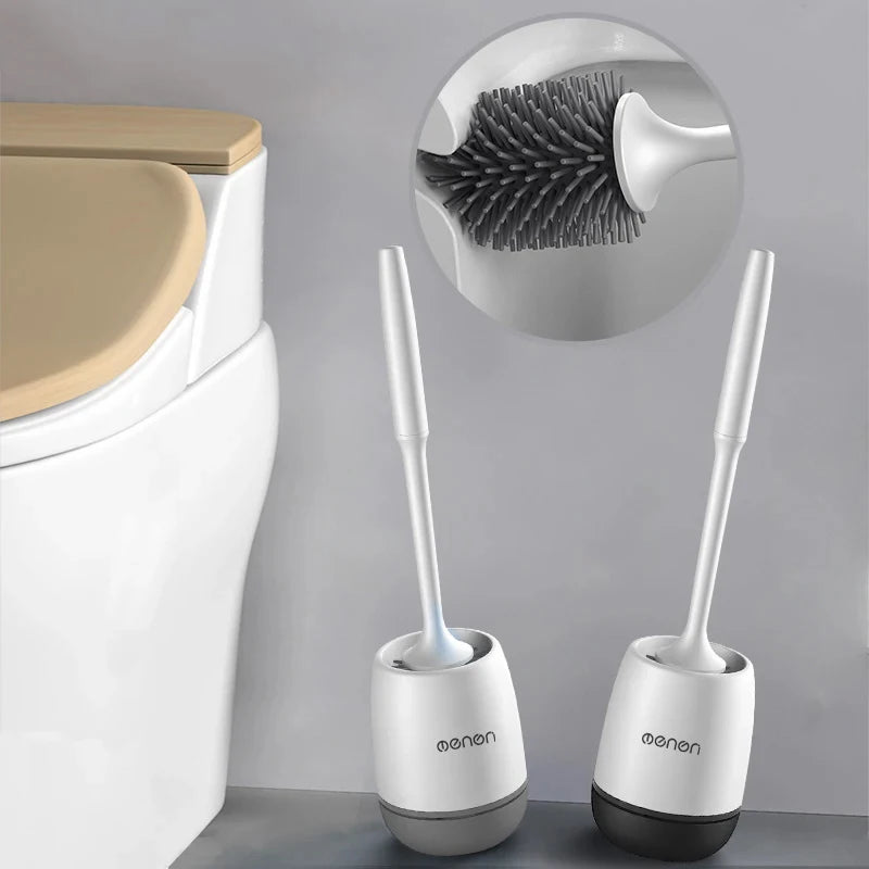 Silicone Toilet Brush Cleaner - Wall Mounted Bathroom Cleaning Tool for Toilet Floor and Bathtub Care
