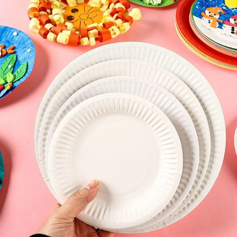 50PCS Disposable Paper Plates for Party, Picnic, DIY Drawing & Kids Craft Activities