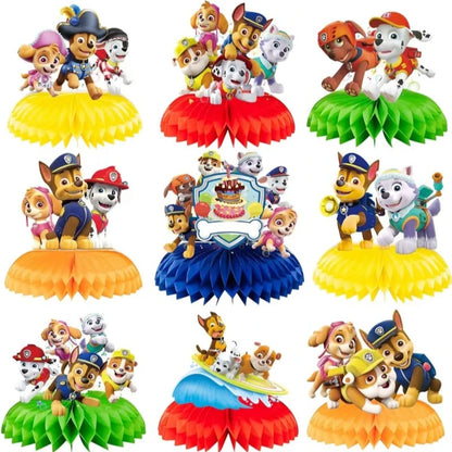9Pcs Paw Patrol Honeycomb Table Top Decorations – Jungle Birthday Party Decor Set for Kids & Baby Shower Supplies