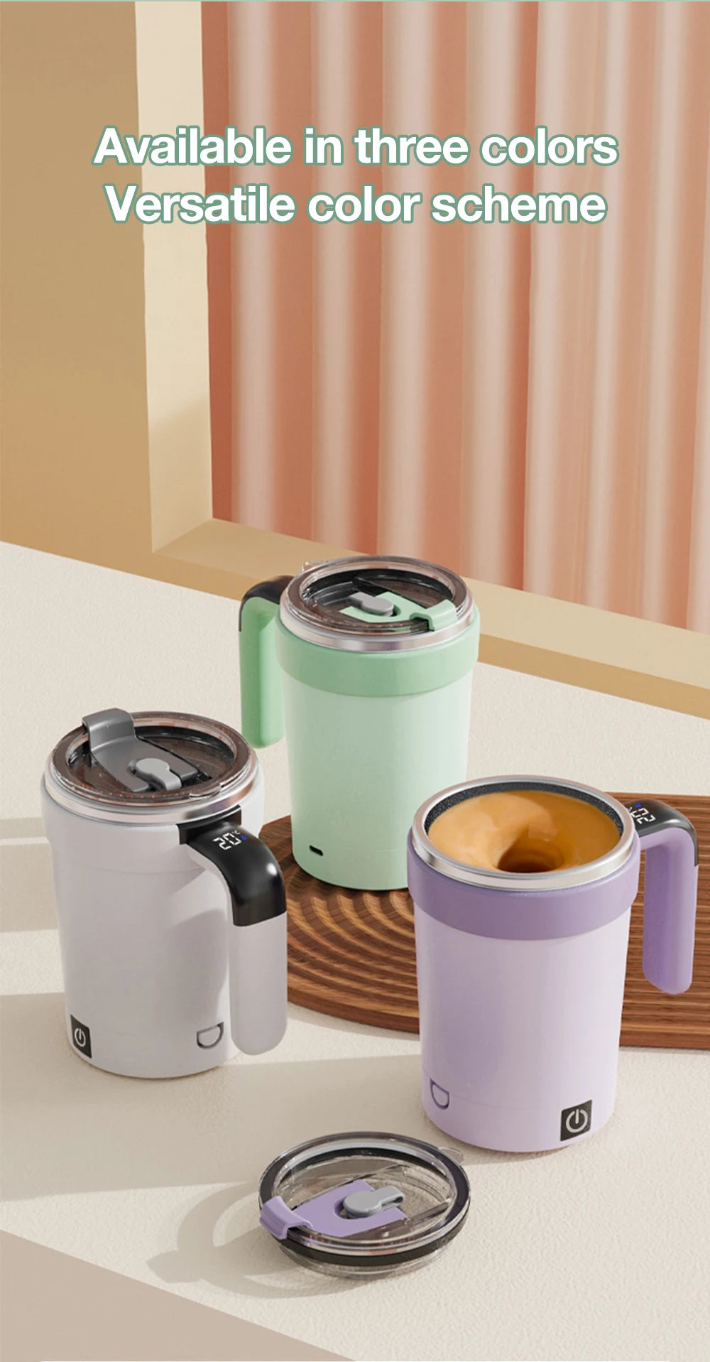 Automatic Rechargeable Electric Coffee Cup Stirrer – Stainless Steel Magnetic Self-Stirring Mug with Detachable Base