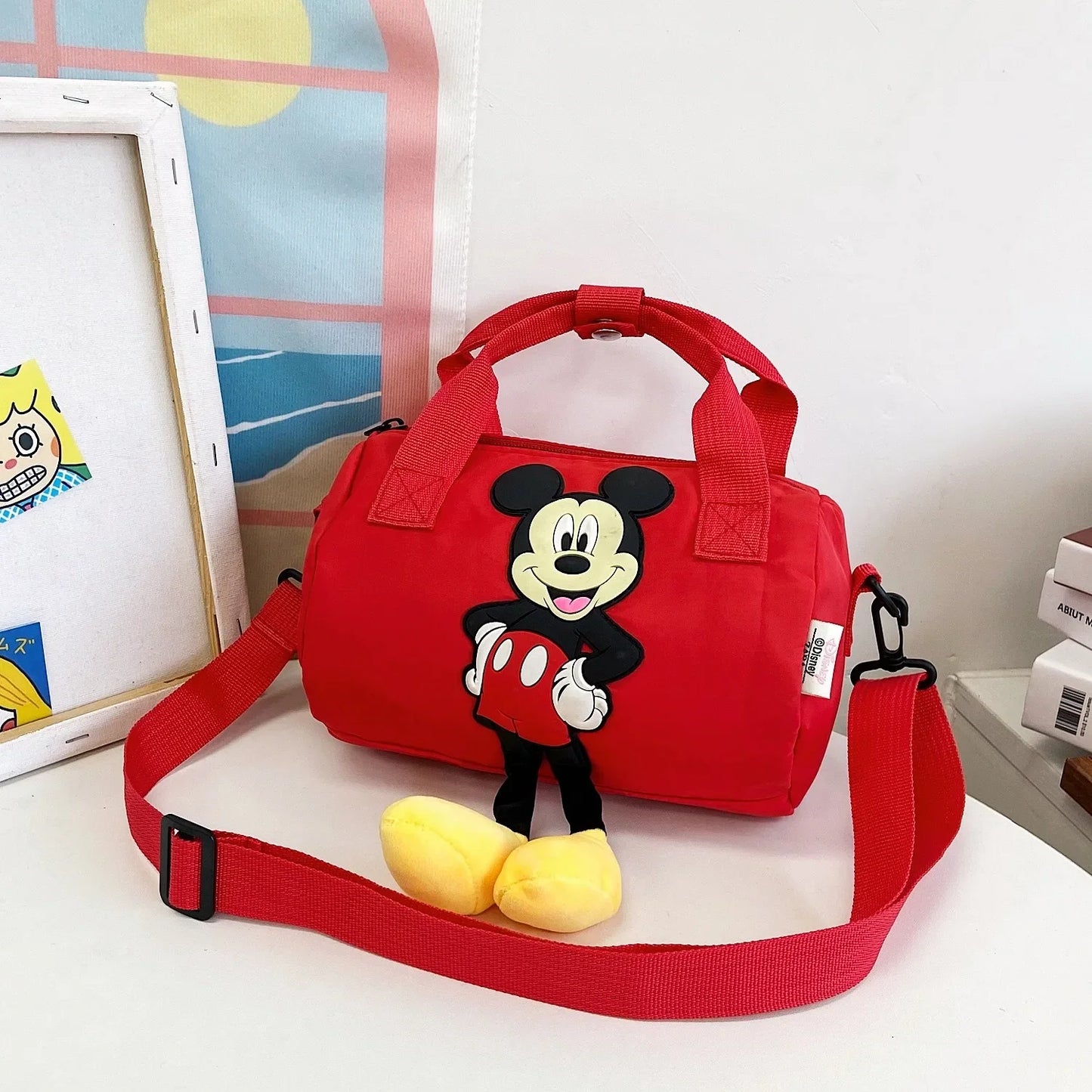 Disney Mickey Mouse Cartoon Small Shoulder Bag – Fashion Trendy Crossbody Cylinder Bag for Women & Girls, Cute Personality Style Handbag
