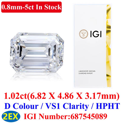 0.1–5CT Super White Lab-Grown Diamond Loose — IGI/GIA Certified, HPHT & CVD, DEFG VVS-SI, Diamond Tester Approved for Wedding Jewelry