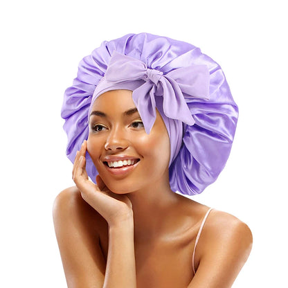 New Satin Sleeping Hat for Women – Stretchy Tie Band, Adjustable Night Shower Cap, Hair Head Cover Bonnet Turban