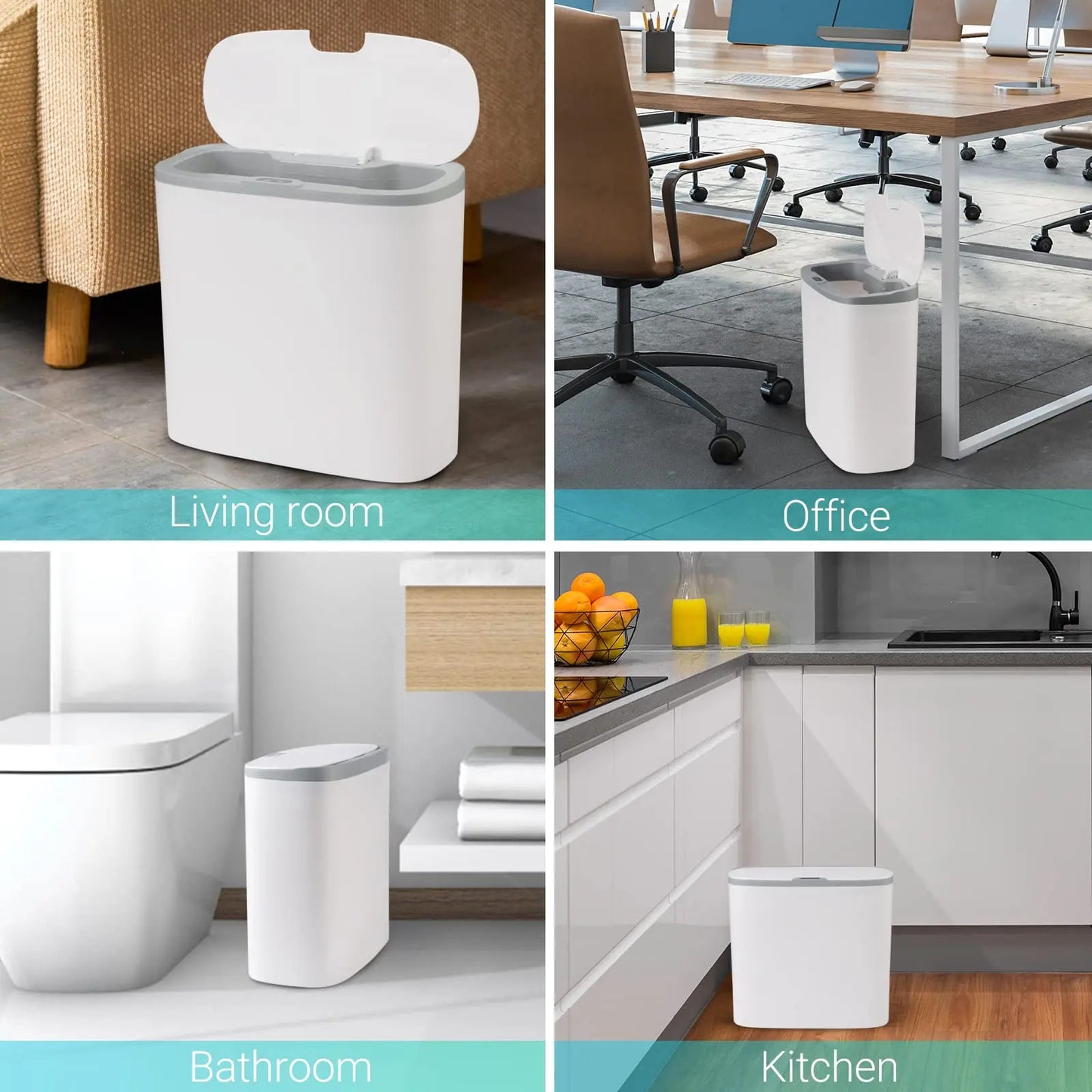 Automatic Touchless Bathroom Trash Can – Motion Sensor Waterproof Slim Garbage Bin for Kitchen & Bedroom