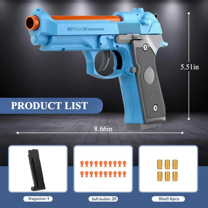 SIG17 Shell Ejecting Toy Gun – Blowback Soft Bullet Pistol with Continuous Firing Action for Kids Gift