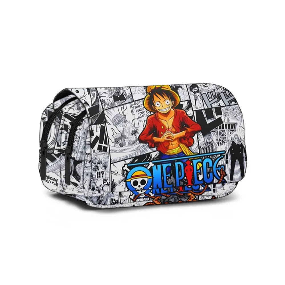 One Piece Pencil Case – Large Capacity Anime Pen Bag with Luffy & Zoro Print for Students & Gifts