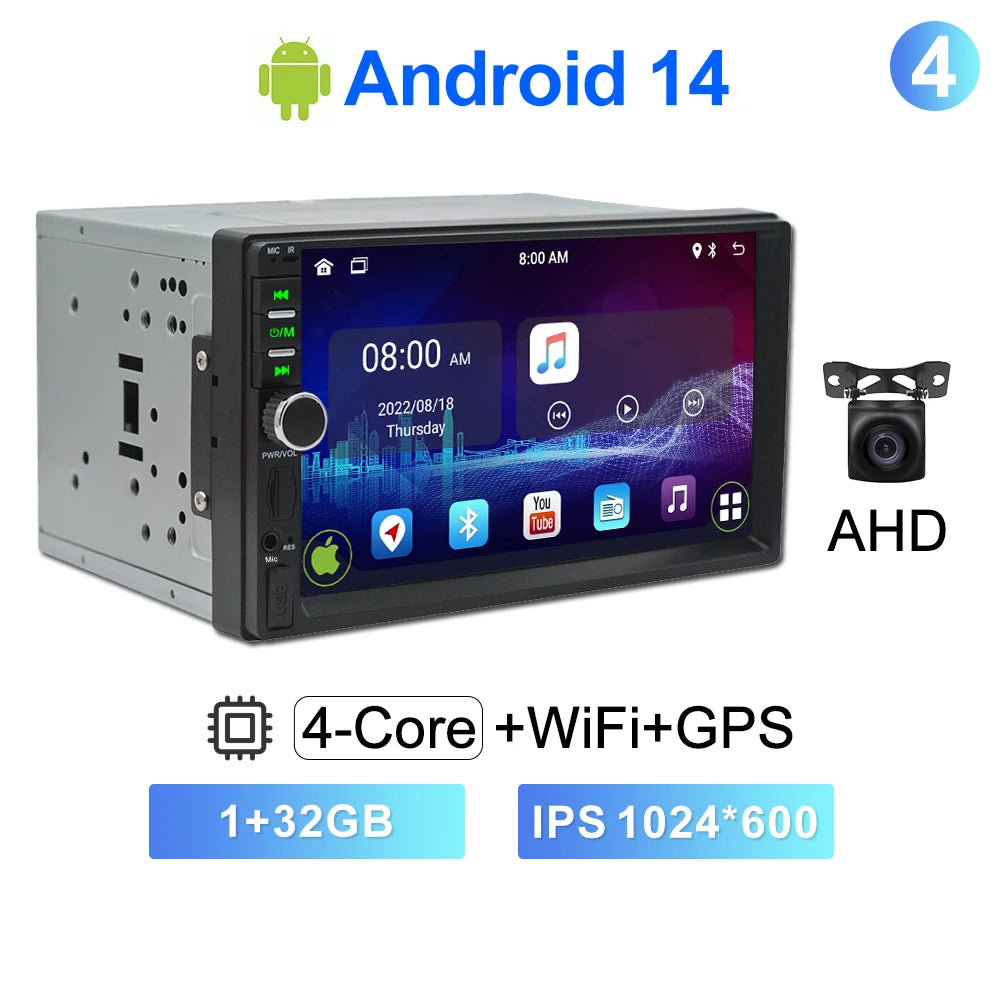 CAIXI 2Din Android 14 Car Radio — Universal CarPlay GPS Multimedia Autoradio for Toyota, Nissan, Jeep, Hyundai, Kia, Chevrolet, VW & Fiat