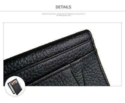 YUECIMIE Super Slim Leather Wallet – Genuine Mini Credit Card Holder, Thin Soft Purse for Men