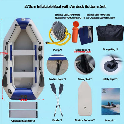 PVC 3-Layer Inflatable Boat – Wear-Resistant Fishing Kayak for 2-6 Persons, Rowing Canoe & Sports Boat