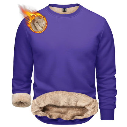 TACVASEN Men’s Winter Fleece Sweatshirt – Thicken Sherpa-Lined Crewneck Pullover, Warm Heavy Winter Top, No Hood