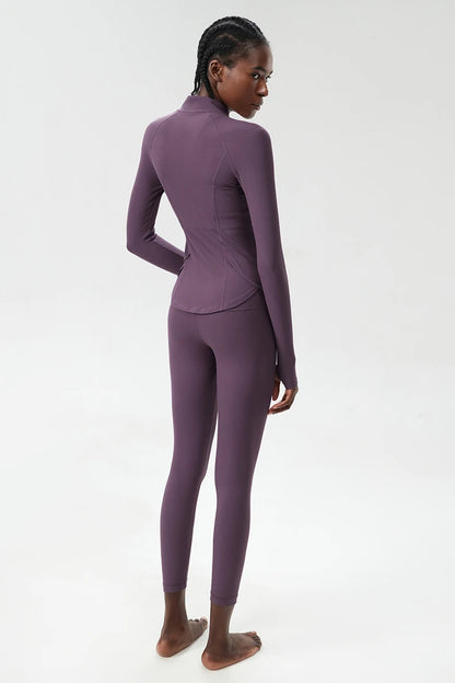 3PCS Women’s Fitness Yoga Set – Solid Color Ribbed Long Sleeve Top & High Waist Leggings, Breathable Workout Sportswear