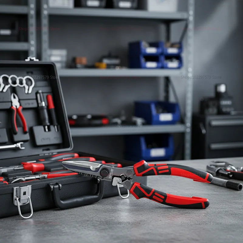 Multi-Functional Electrician Scissors - Heavy-Duty Wire Cutter, Crimper & Wrench Tool