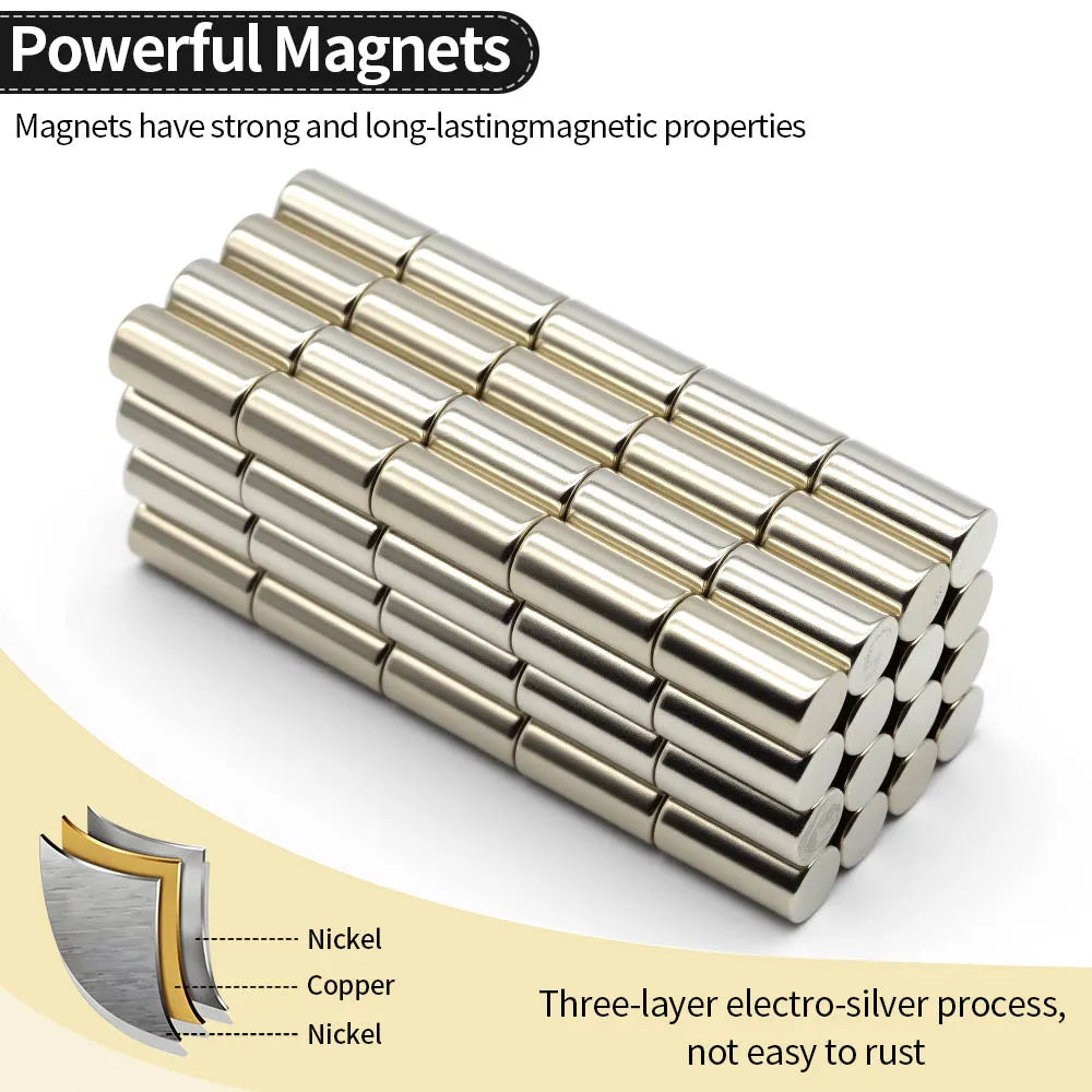 N35 Neodymium Magnets - 10x20mm Super Strong Round Permanent Rare Earth Magnets for DIY & Refrigerator Use