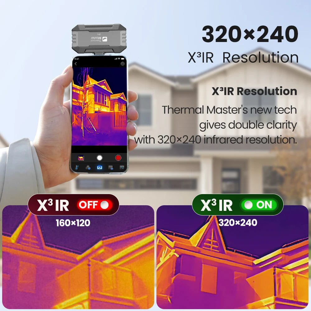 P1 Thermal Imager - USB-C 320×240 X³IR Infrared Camera for iPhone & Android, 25Hz, 600°C Temperature Range for Inspection