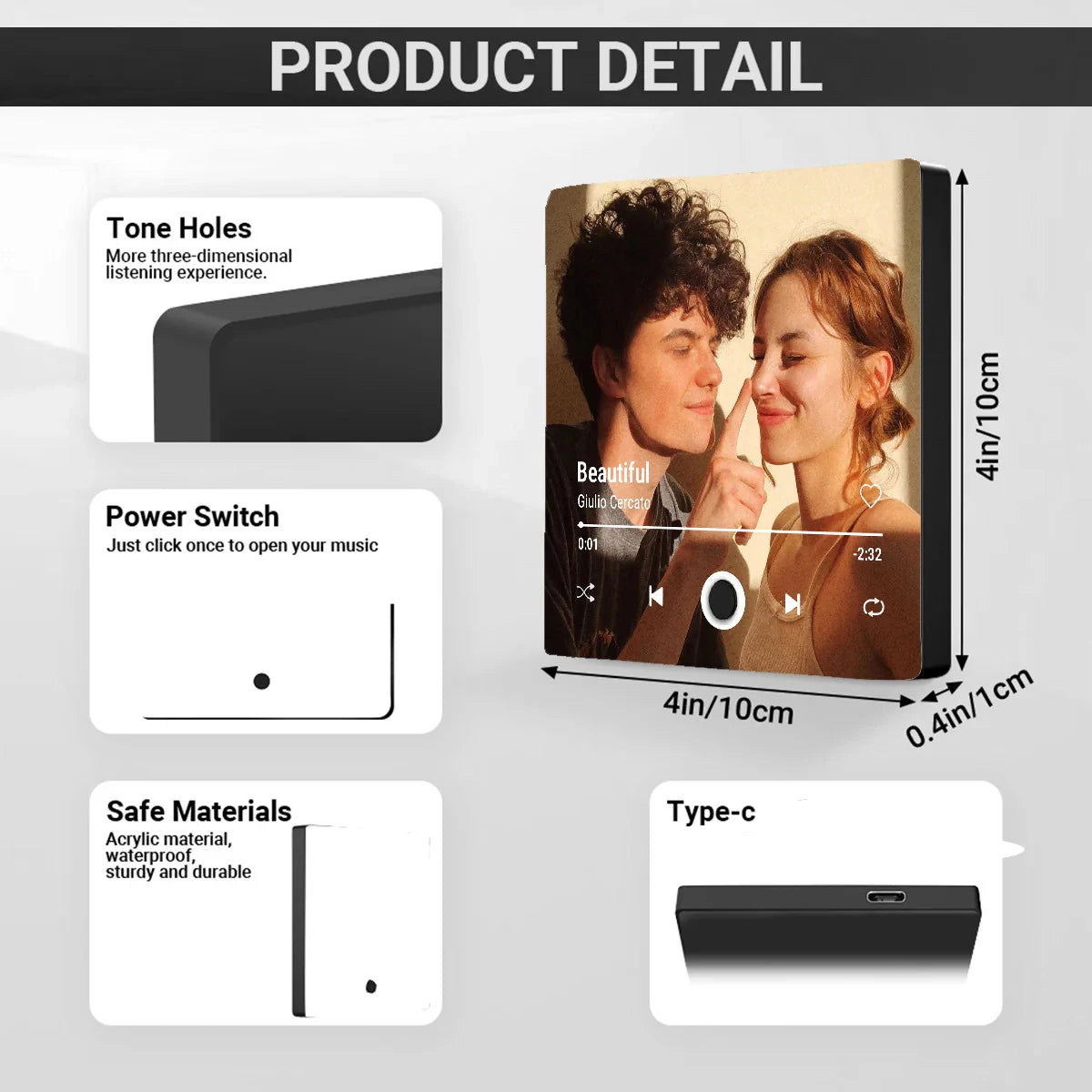 Personalized 7-Piece Photo Fridge Magnets - Custom Music Frame Refrigerator Decor & Christmas Gift