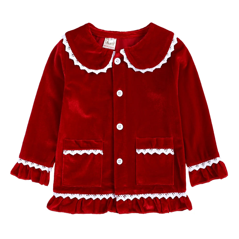 2025 Kids Christmas Pajama Set – Velvet Long Sleeve Sleepwear with Pants