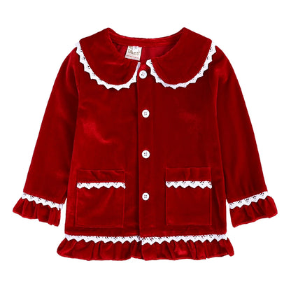 2025 Kids Christmas Pajama Set – Velvet Long Sleeve Sleepwear with Pants