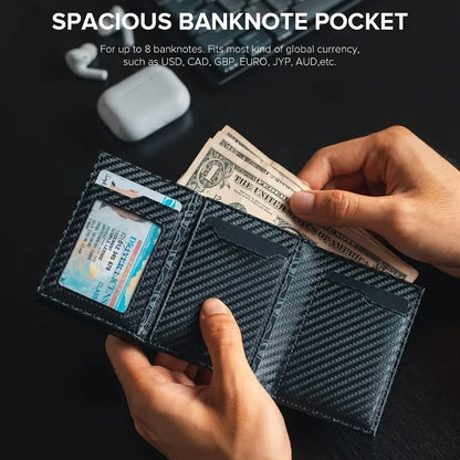 Men’s Minimalist RFID Wallet — Zipper Coin Purse & Pop-Up Metal Card Holder
