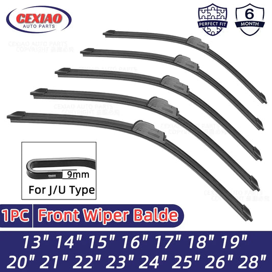 Car Wiper Blades J Hook – Soft Rubber Windscreen Wipers, 13" 18“ 19" 20" 21" 22" 24" 26" Sizes for Automobiles