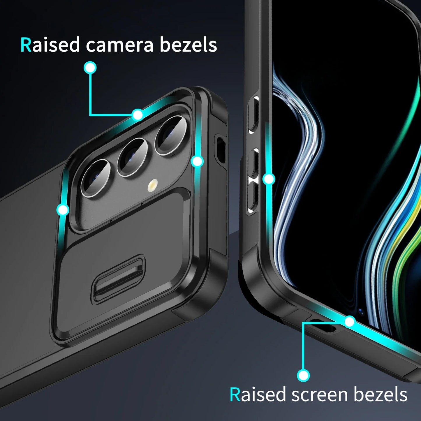 Samsung Galaxy S Series Slide Camera Armor Case – Compatible with S21/S22/S23/S24/S25 Ultra & FE Models