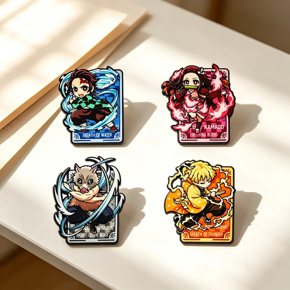 4-Piece Anime Enamel Pins Set – Cute Metal Character Brooches for Backpacks, Cosplay & Collectible Gifts