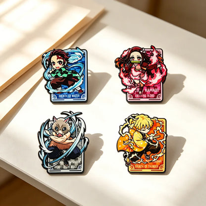 4-Piece Anime Enamel Pins Set – Cute Metal Character Brooches for Backpacks, Cosplay & Collectible Gifts