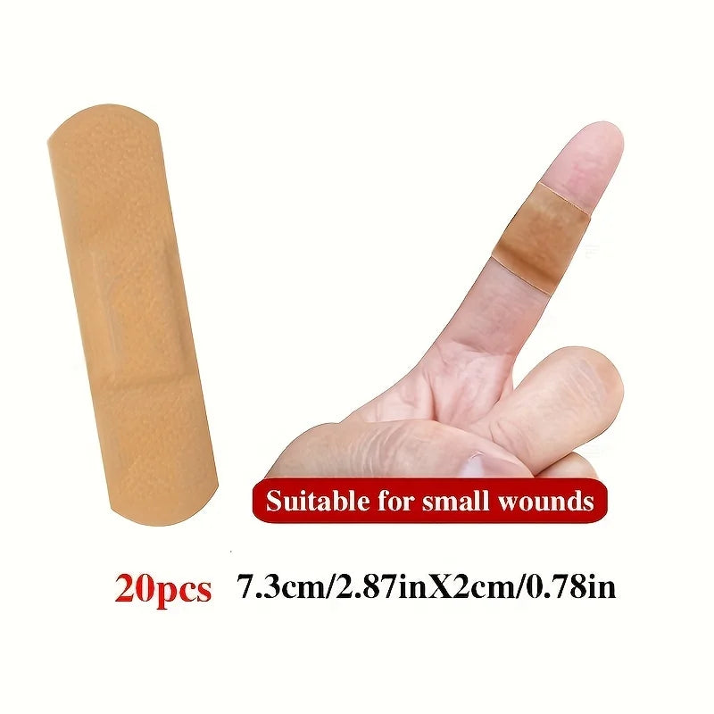 60PCS Waterproof Bandage Variety Pack – Breathable First Aid Wound Plasters & Medical Tape Set