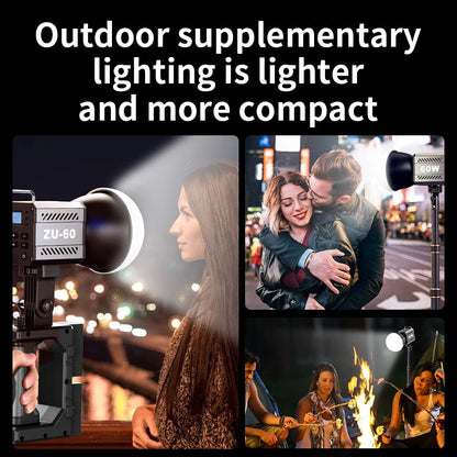 60W COB Video Light - CRI≥90, TLCI≥97, Dual Color Temperature 2700K-6500K, Portable Mini Bowens Live Lighting
