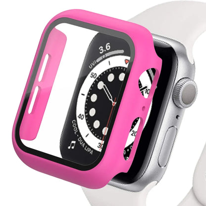 Apple Watch Tempered Glass Case - Full Cover PC Bumper Screen Protector for Series 9 8 7 6 SE 45mm 41mm 44mm 40mm