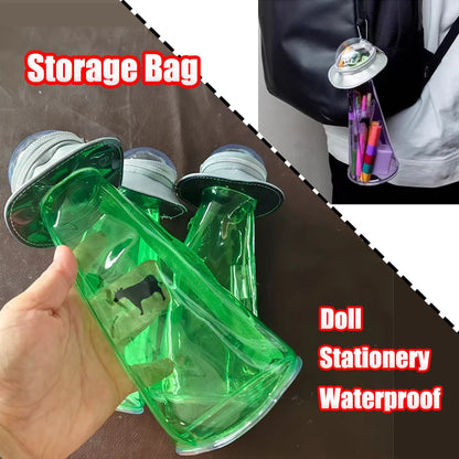 Spaceship Hanging Storage Bag - Transparent Large Capacity Doll & Stationery Organizer