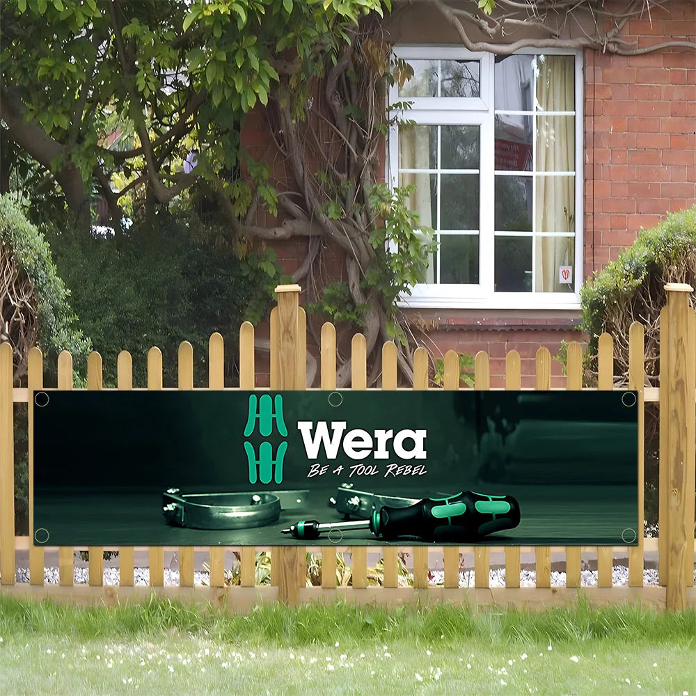 60x240cm WeraS Tools Garage Banner - Polyester Wall Tapestry with Brass Grommets for Indoor & Outdoor Decor