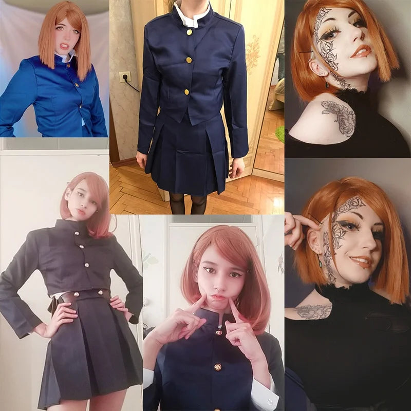 Anime Jujutsu Kaisen Cosplay Costume — Kugisaki Nobara Tattoo Girl’s Full Uniform Dress Set