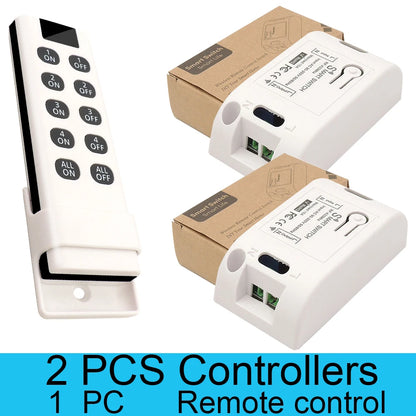 Wireless RF 433MHz Remote On/Off Light Switch Controller, AC 220V 10A Relay for Ceiling Lamp, LED, and Fan Smart Home Control