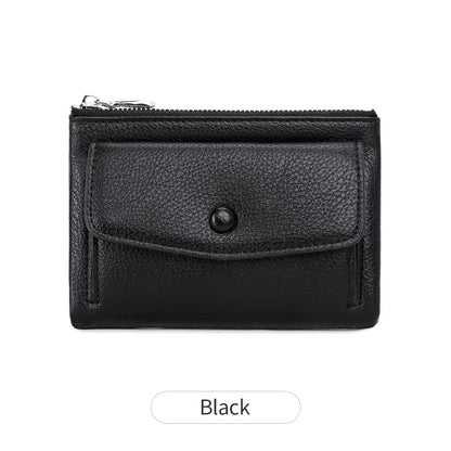 Women’s PU Leather Short Double Zipper Wallet – Simple Solid Color, Large Capacity Credit Card Holder with Coin Pocket