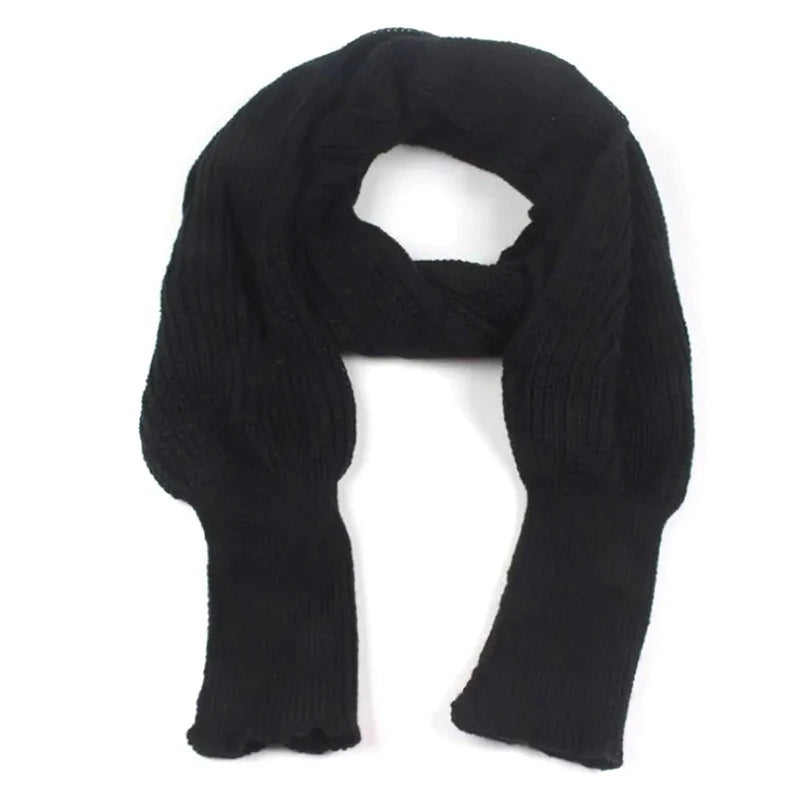 Solid Color Knit Shawl with Long Sleeves - Elegant Soft Warm Top, Elastic Wrap Scarf for Autumn and Winter
